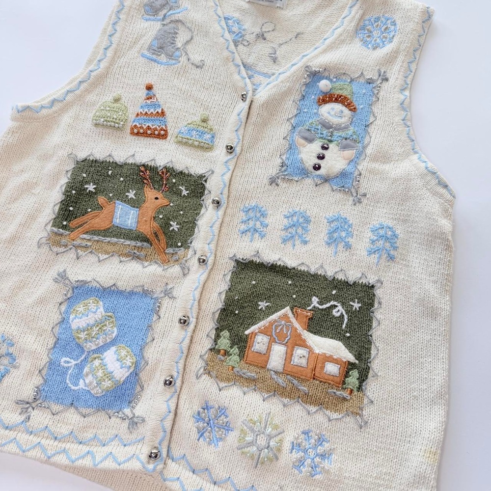 White Stag Women's Large Winter Christmas Sweater Vest